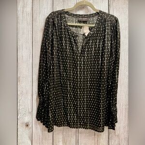 LANE BRYANT Black White Patterned Long Sleeve Top